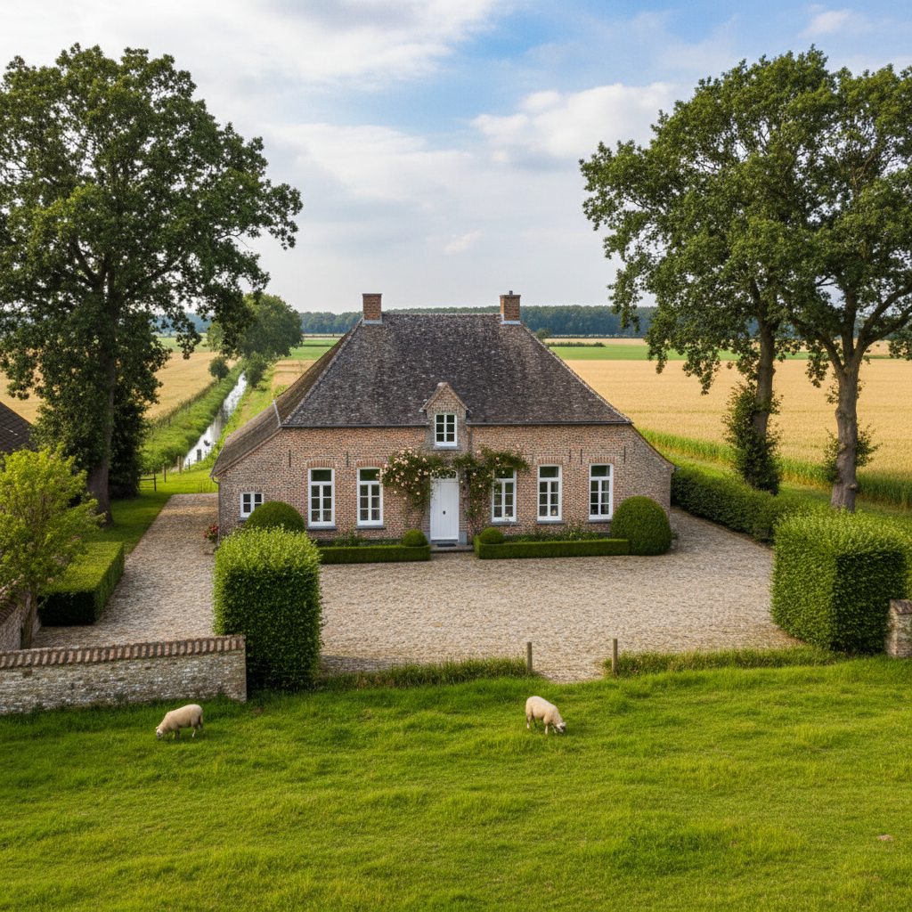 Realistische foto passend bij Welke architect is gespecialiseerd in landelijke woningen in West-Vlaa